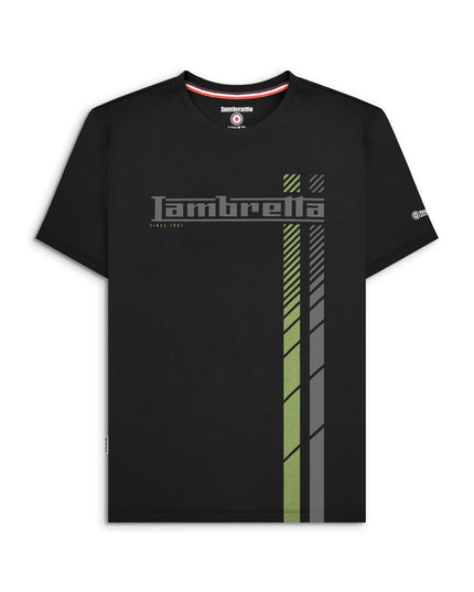 Lambretta Fade Racing Stripe Tee in Black/Sage 