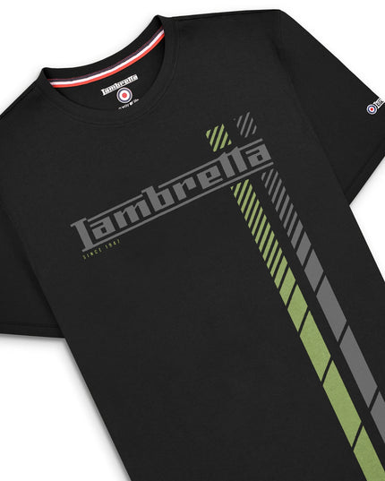 Lambretta Fade Racing Stripe Tee in Black/Sage 