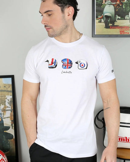 Lambretta Scooter Helmet Tee White