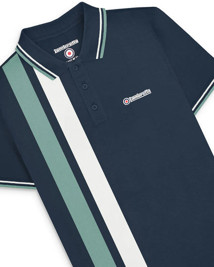 Lambretta Vertical Stripe Polo Navy/Smoke Blue
