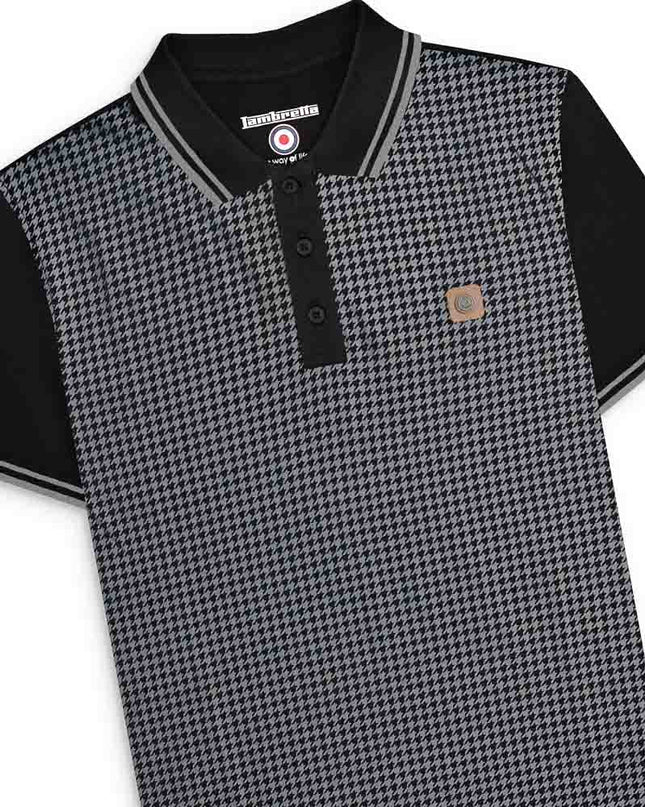 Lambretta Houndstooth Polo Black/Grey
