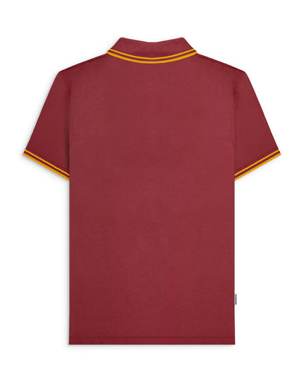 Lambretta Hounds Tooth Polo Burgundy/Gold