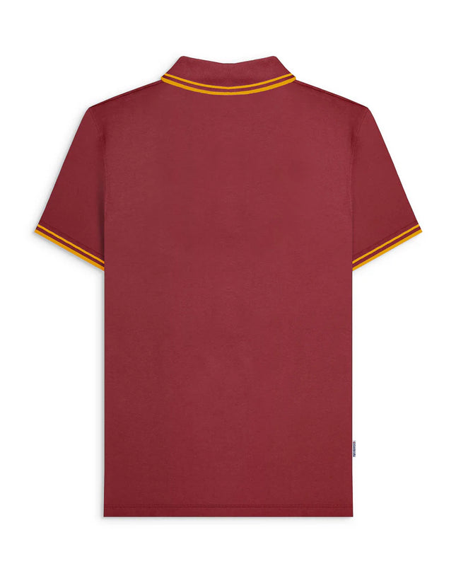 Lambretta Hounds Tooth Polo Burgundy/Gold