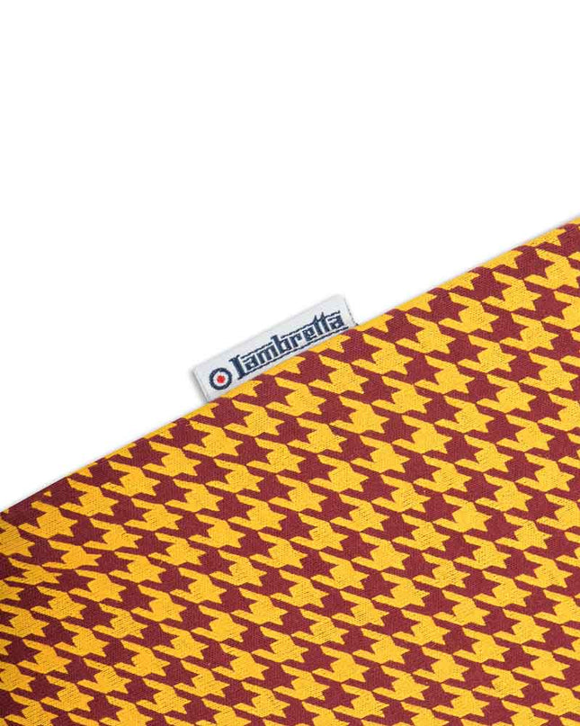 Lambretta Hounds Tooth Polo Burgundy/Gold