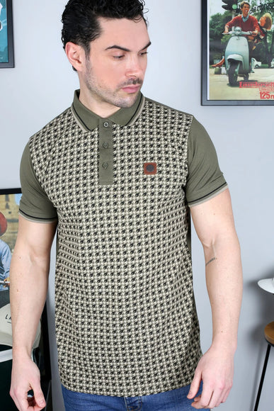 Lambretta Houndstooth Polo Khaki