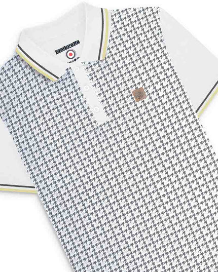 Lambretta Hounds Tooth Polo White/Iron/Silver
