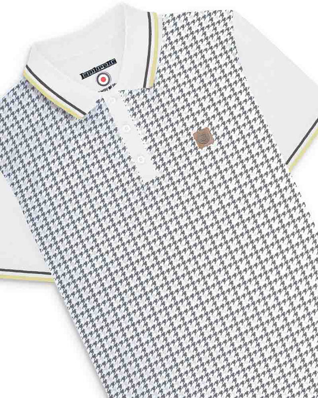 Lambretta Hounds Tooth Polo White/Iron/Silver