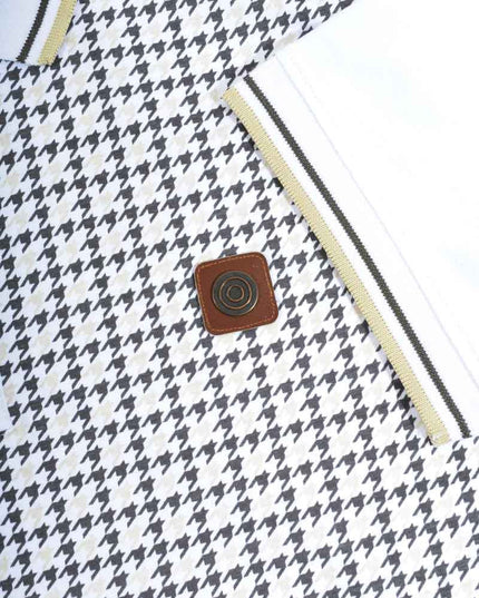 Lambretta Hounds Tooth Polo White/Iron/Silver