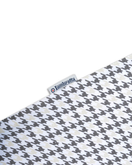 Lambretta Houndstooth Polo in White/Iron/Silver