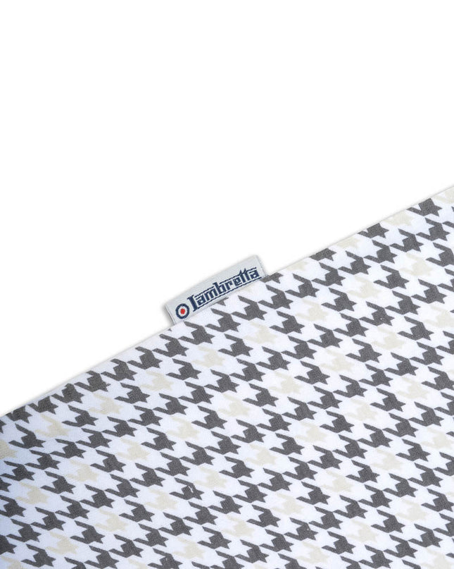 Lambretta Houndstooth Polo in White/Iron/Silver