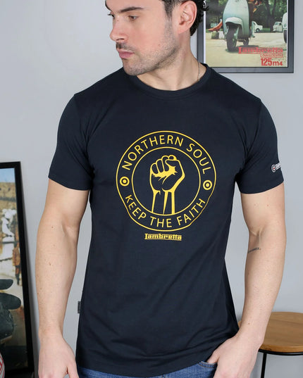 Lambretta Northern Soul Tee Navy/Gold