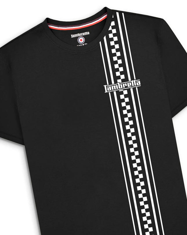 Lambretta Two Tone Stripe Tee Black