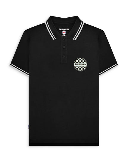Lambretta Two Tone Badge Polo Black 