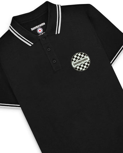 Lambretta Two Tone Badge Polo Black 