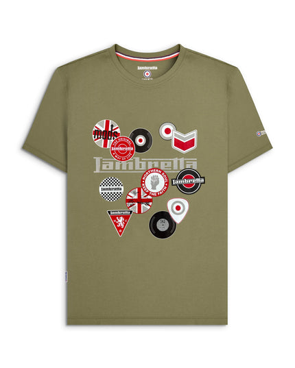 Lambretta Mod Badges Tee in Khaki