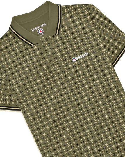 Lambretta Geo AOP Polo Khaki