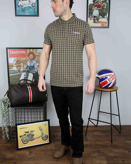 Lambretta Geo AOP Polo Khaki