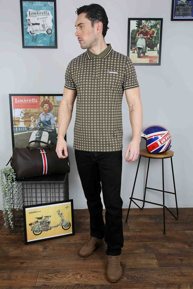 Lambretta Geo AOP Polo Khaki