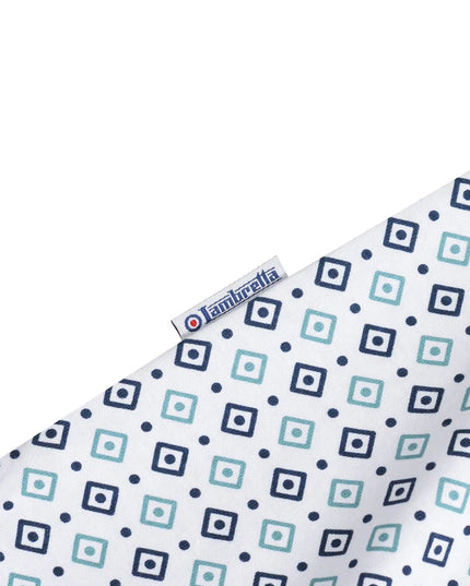 Lambretta GEO AOP Polo White Navy/Smoke Blue