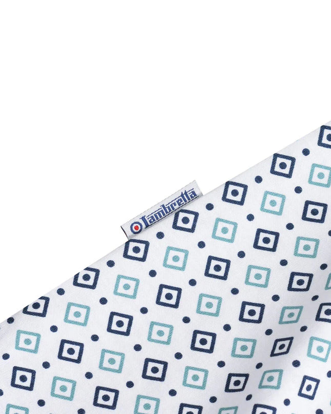 Lambretta GEO AOP Polo White Navy/Smoke Blue