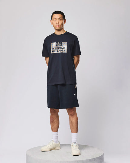 Weekend Offender Missour Check Panelled Shorts Navy