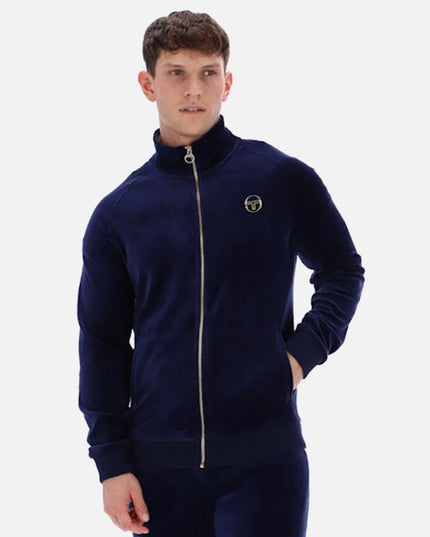 Sergio Tacchini Court Velour Track Top Maritime Blue/Gardenia