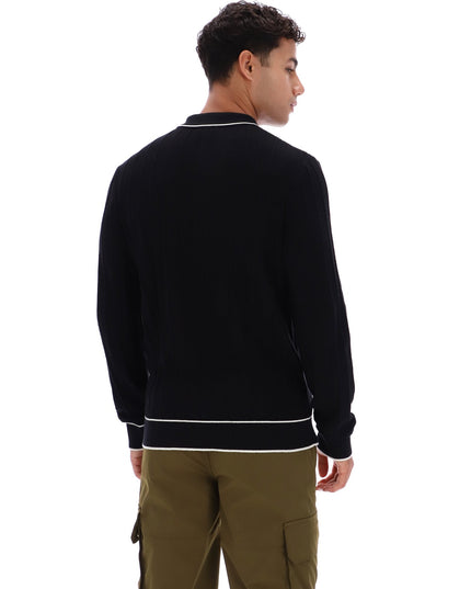 FILA Gold Sully Textured Knit L/S Polo Black