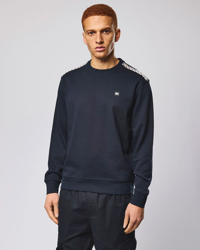 Weekend Offender Beïda Mid House Check Panel Sweater Navy 