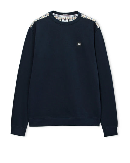 Weekend Offender Beïda Mid House Check Panel Sweater Navy 