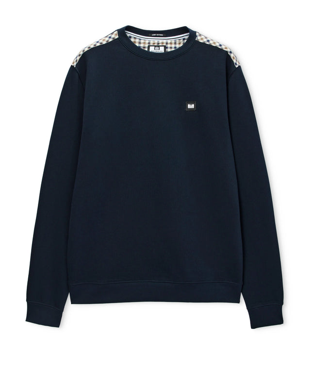 Weekend Offender Beïda Mid House Check Panel Sweater Navy 