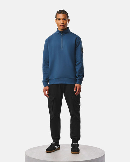 Weekend Offender Kraviz Quarter Zip Sweatshirt in Lagoon Blue