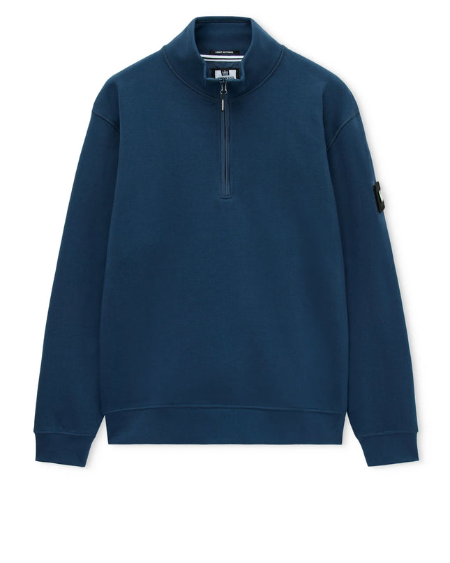 Weekend Offender Kraviz Quarter Zip Sweatshirt in Lagoon Blue