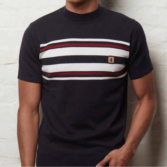 Gabicci Vintage Liam Knitted Turtle Neck Tee Navy