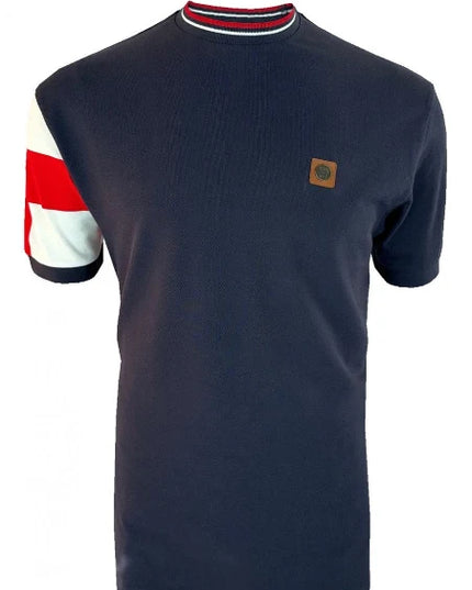 TROJAN England Flag Print Pique Tee TR/9088 in Navy