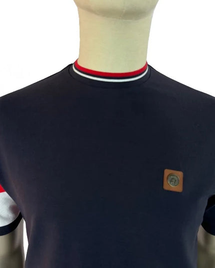 TROJAN England Flag Print Pique Tee TR/9088 in Navy