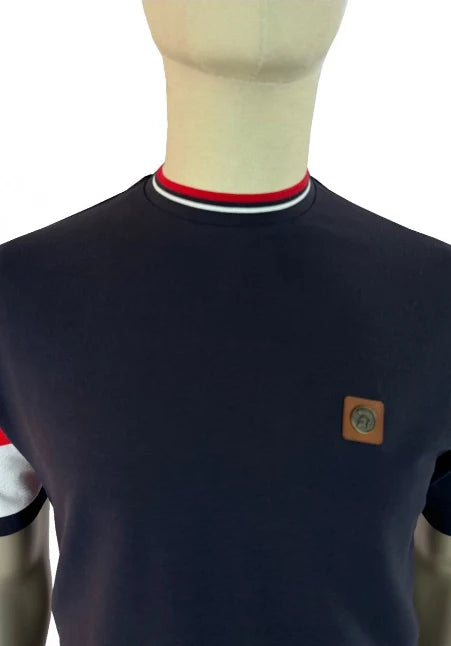 TROJAN England Flag Print Pique Tee TR/9088 in Navy