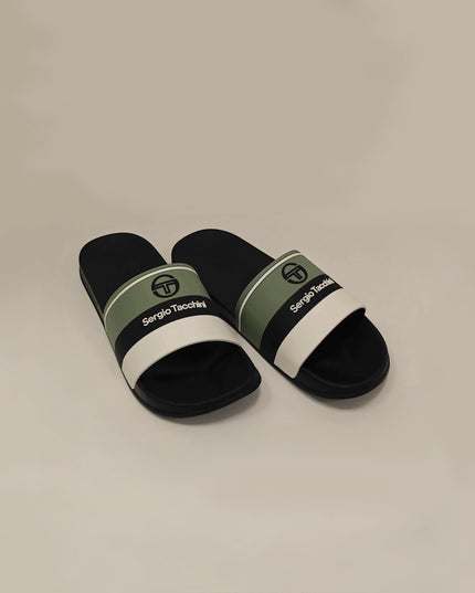 Sergio Tacchini Caspio Sliders in Black/Iceberg Green/White