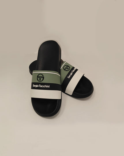 Sergio Tacchini Caspio Sliders in Black/Iceberg Green/White