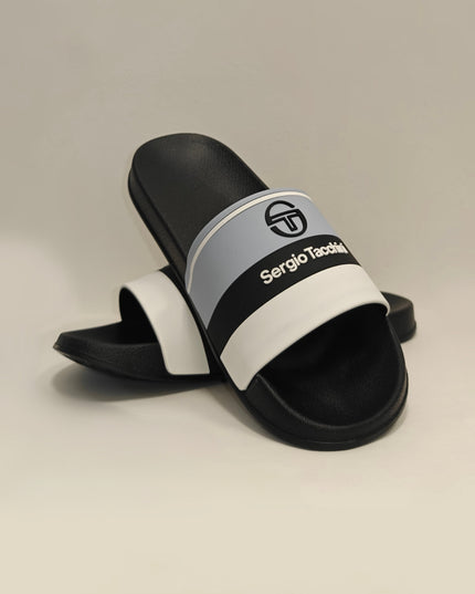 Sergio Tacchini Caspio Sliders in Black/Skyway/White
