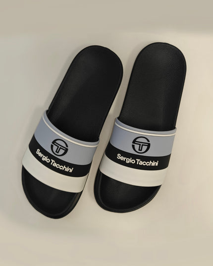 Sergio Tacchini Caspio Sliders in Black/Skyway/White