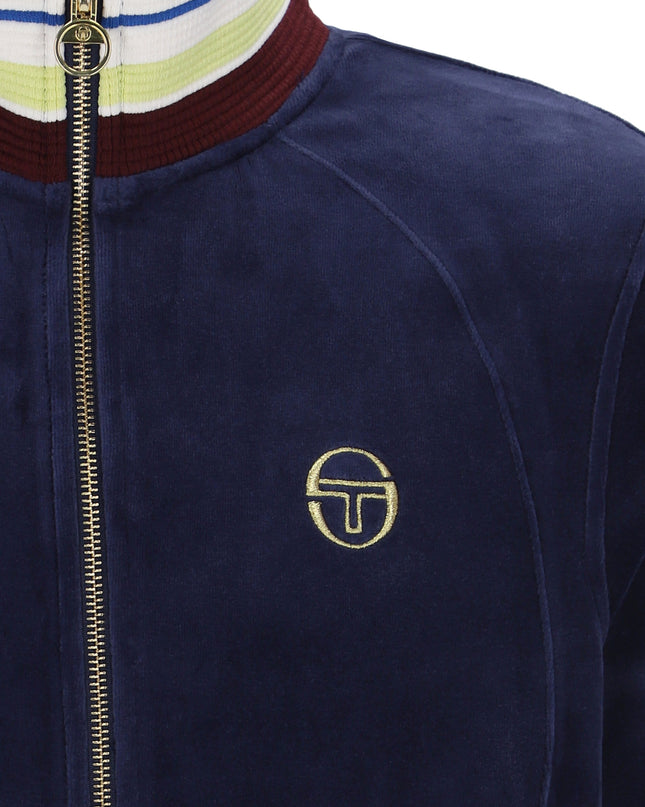 Sergio Tacchini Santori Velour Track Top in Martime Blue