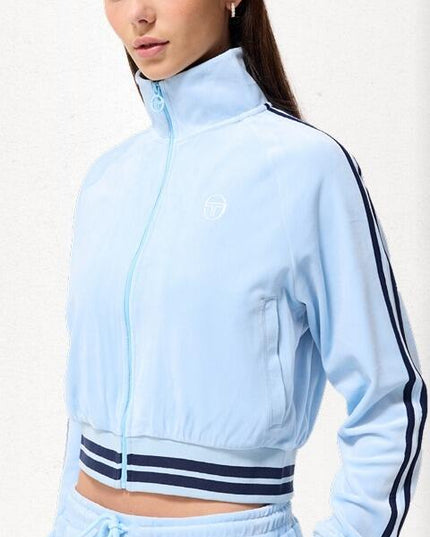 Sergio Tacchini Womens Carmella Velour Track Top in Blue/Navy
