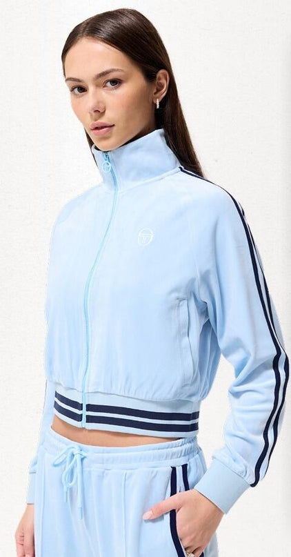 Sergio Tacchini Womens Carmella Velour Track Top in Blue/Navy
