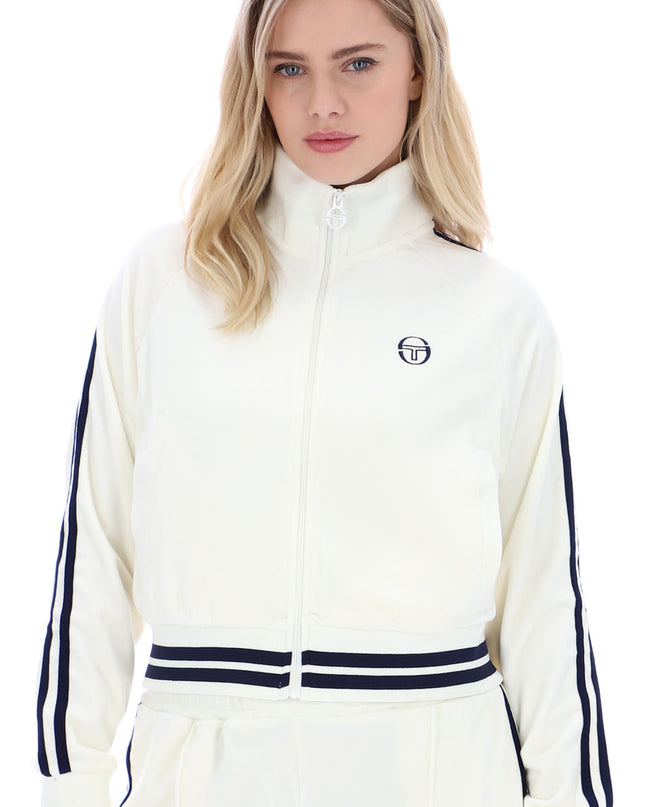 Sergio Tacchini Womens Carmella Velour Track Top in Gardenia