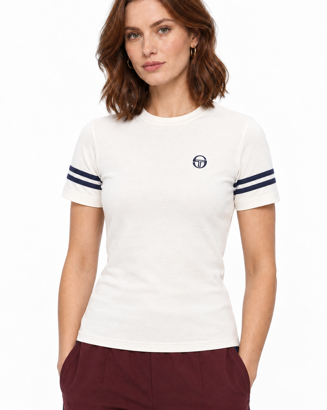 Sergio Tacchini Womens Miss Sella Tee Gardenia/Maritime Blue