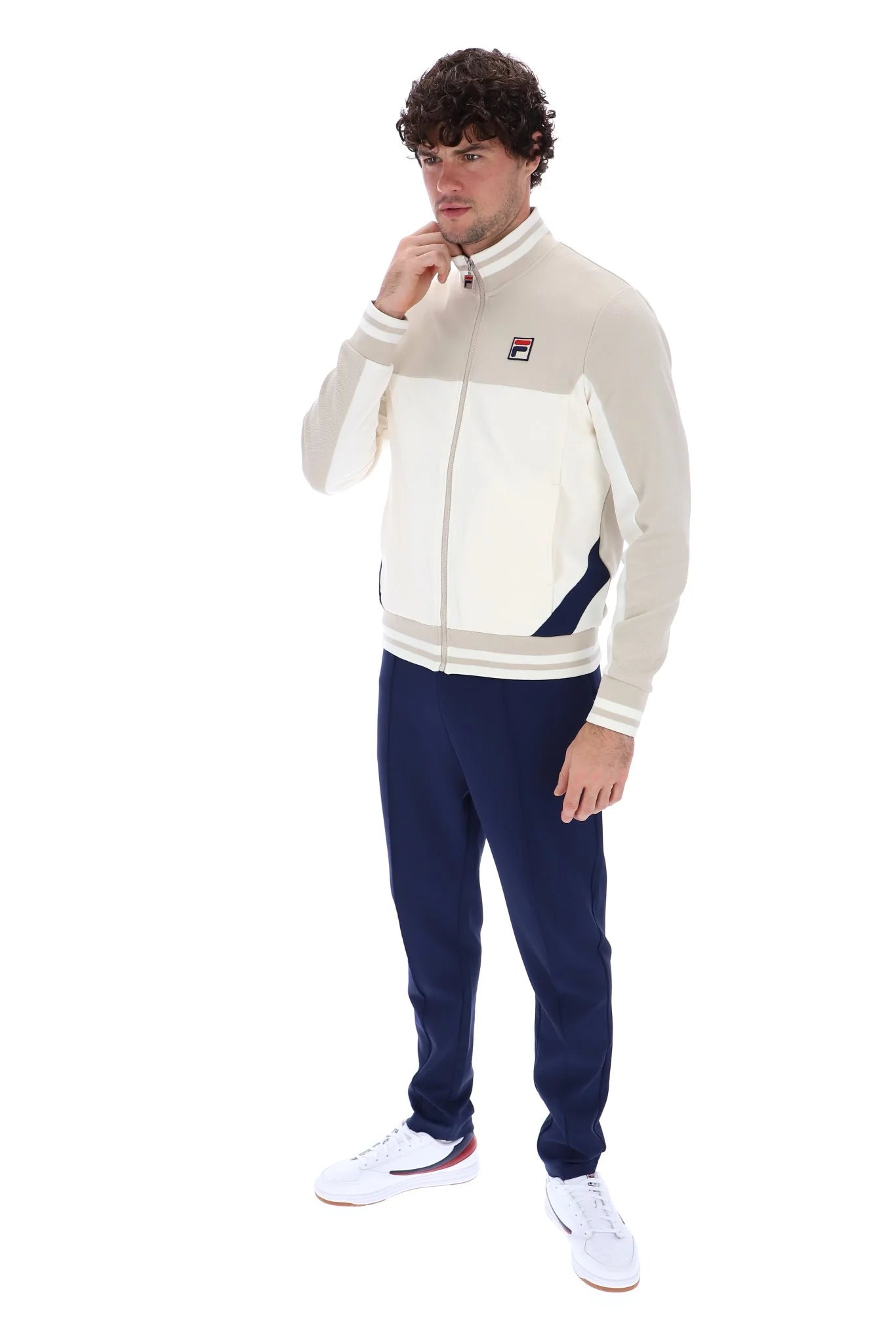 FILA Tiebreaker Funnel Neck Track Top Jacket Gardinia/Silver Lining/Navy - Raw Menswear