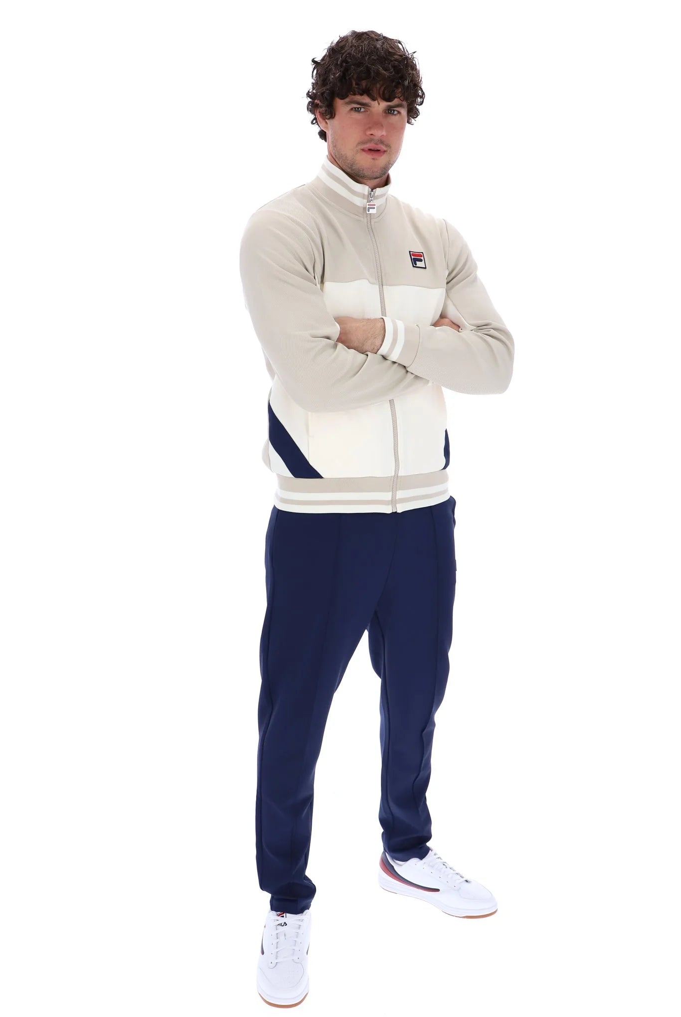 FILA Tiebreaker Funnel Neck Track Top Jacket Gardinia/Silver Lining/Navy - Raw Menswear