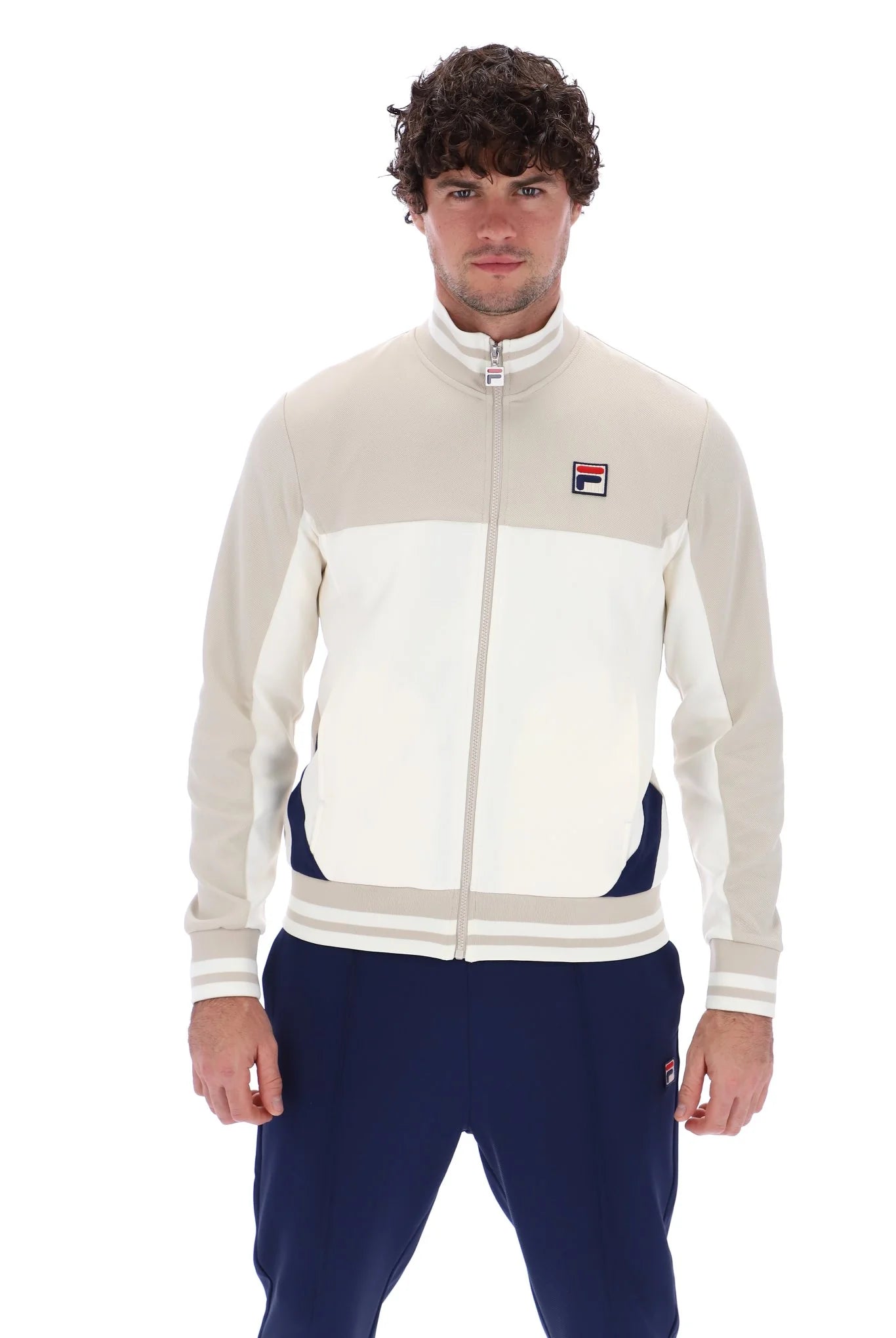 FILA Tiebreaker Funnel Neck Track Top Jacket Gardinia/Silver Lining/Navy - Raw Menswear