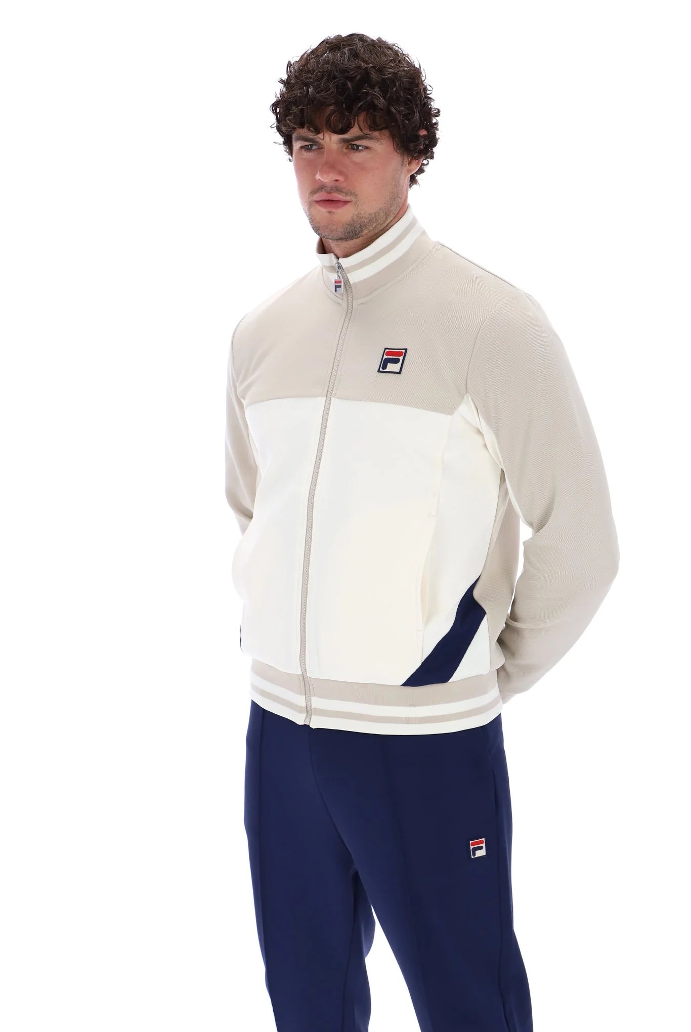 FILA Tiebreaker Funnel Neck Track Top Jacket Gardinia/Silver Lining/Navy - Raw Menswear