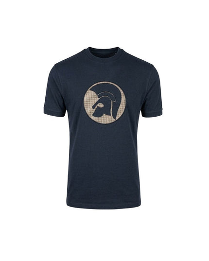 TROJAN Applique Jacquard Logo Tee TR/9091 in Navy 